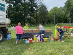 Comer Construction display and loot bags at the National Night Out in Harford County