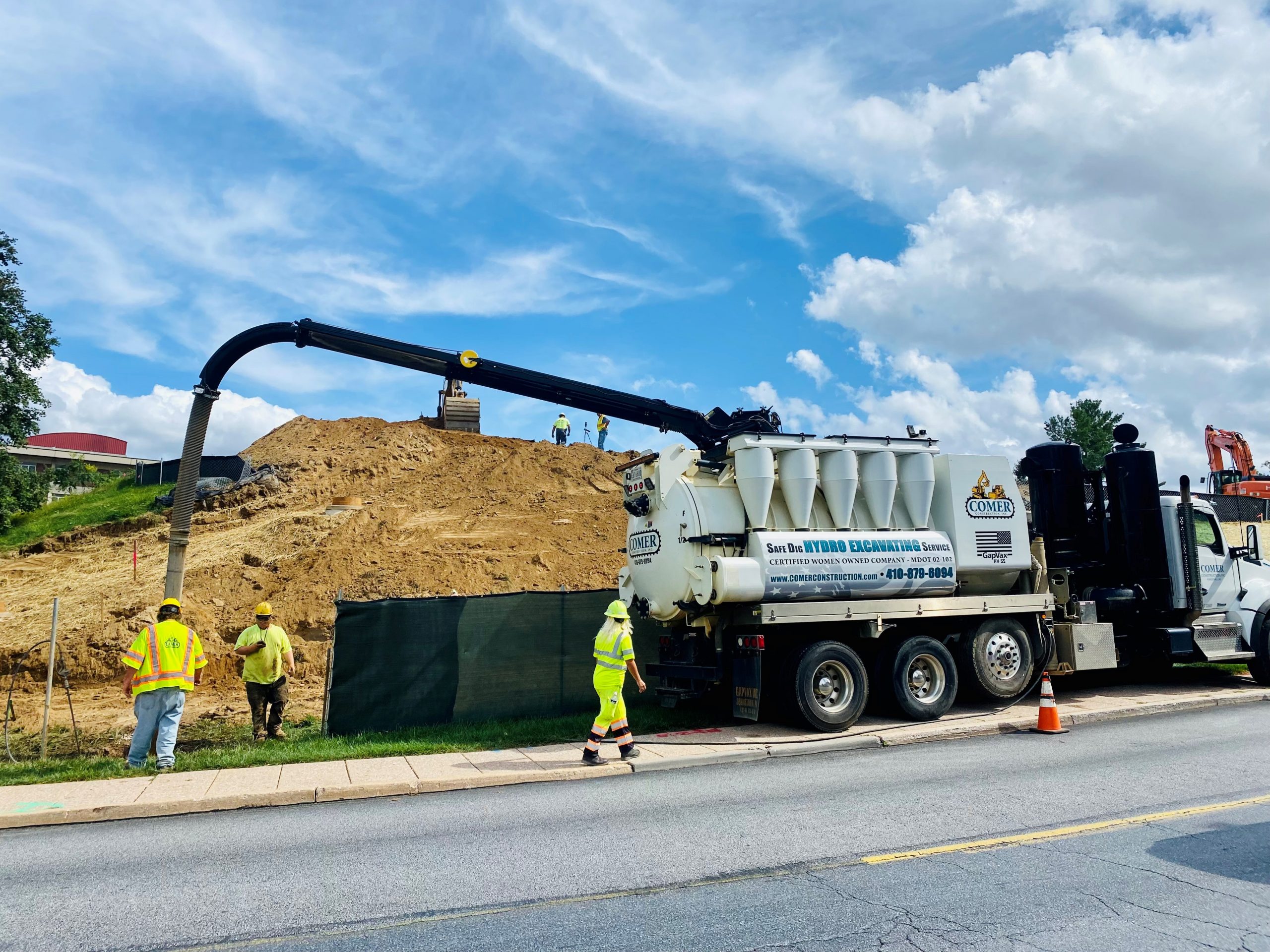 Hydro Excavation in progress at a new construction site