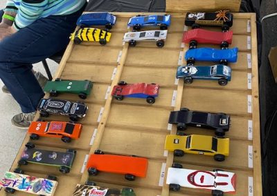 Pinewood Derby Race cars during the 2021 Employee Appreciation Event