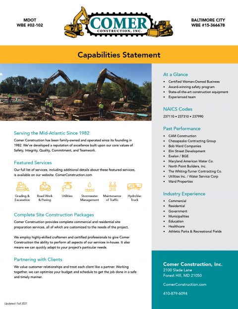 Capabilities Statement - Comer Construction