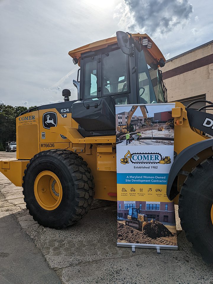 Comer Construction Payloader display at the Comer Construction’s 40th Anniversary Celebration