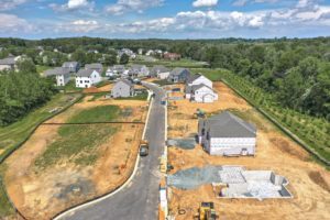 aerial view of residential site construction in Bel Air Maryland