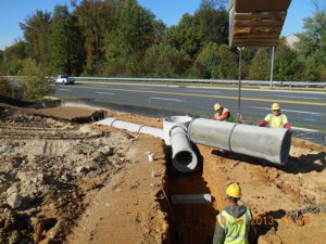 Sewer installation at Gough Park in Baltimore County