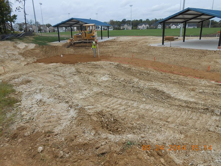 parks and recreation site construction, grading to prepare land for athletic fields and park space