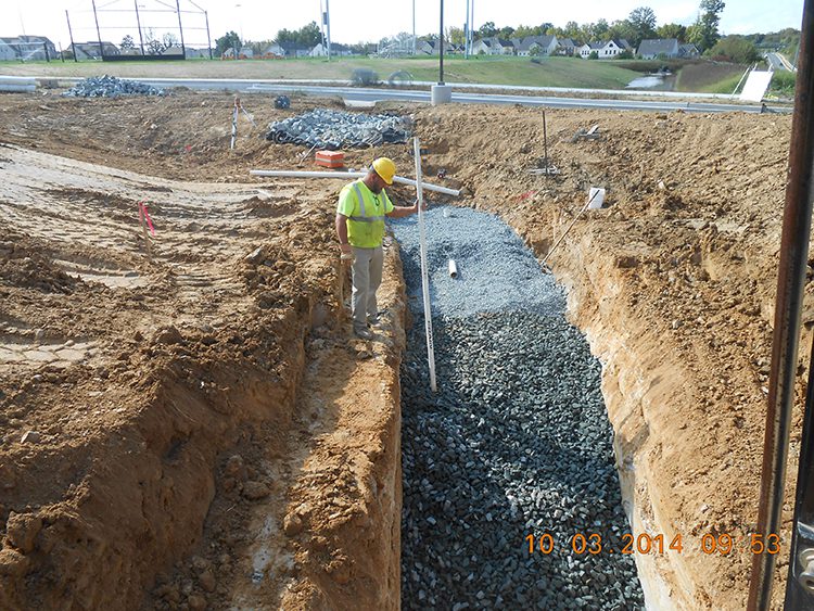 underground utility installation at Gough Park in Baltimore County