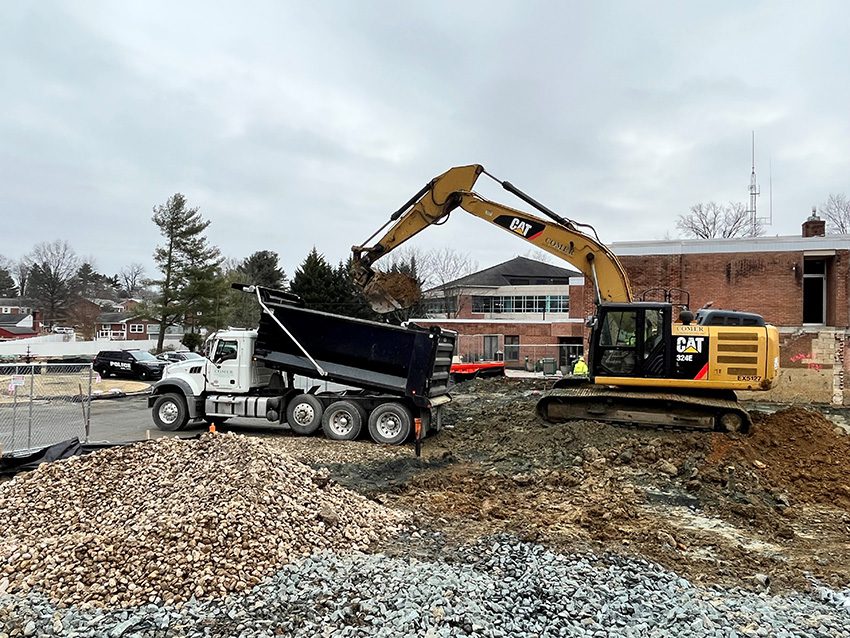 Excavator and Dump Truck at work at Bel Air, Maryland job site