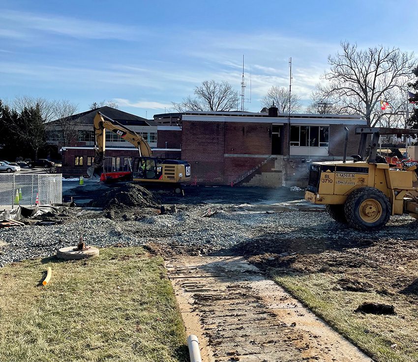 Comer Construction Equipment onsite at Bel Air, Maryland Town Hall