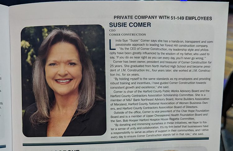 Susie Comer's profile in Awards Booklet
