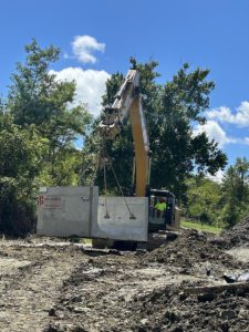 Placement of a culvert to support a new pedestrian bridge
