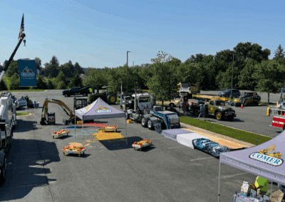 Comer Construction vehicles at a local touch-a-truck event
