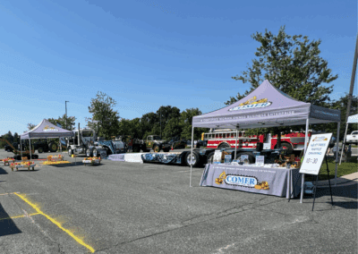 Comer Construction vehicles at a local touch-a-truck event