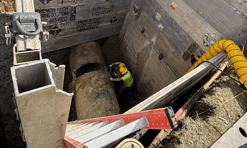 Trenchbox work at construction site