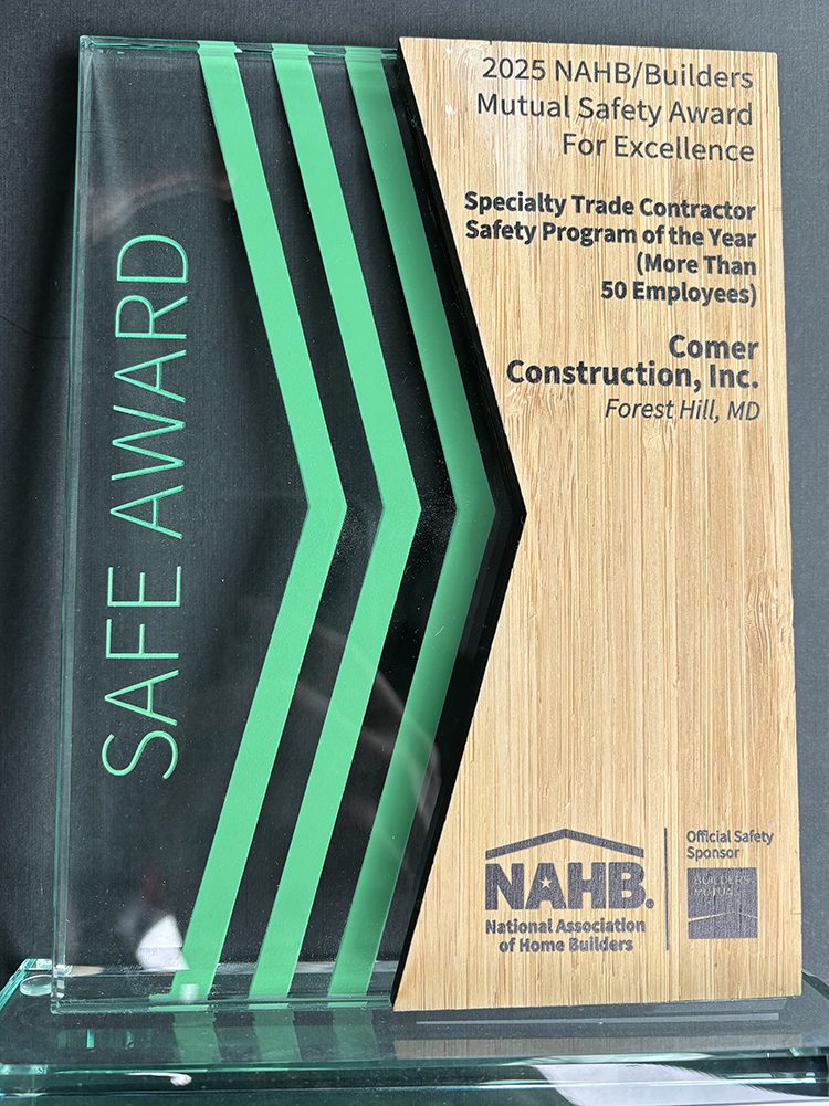 Comer Construction's Safe Award