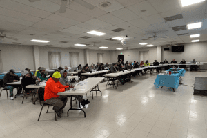 The room during Comer Construction Safety Day discussions with leadership