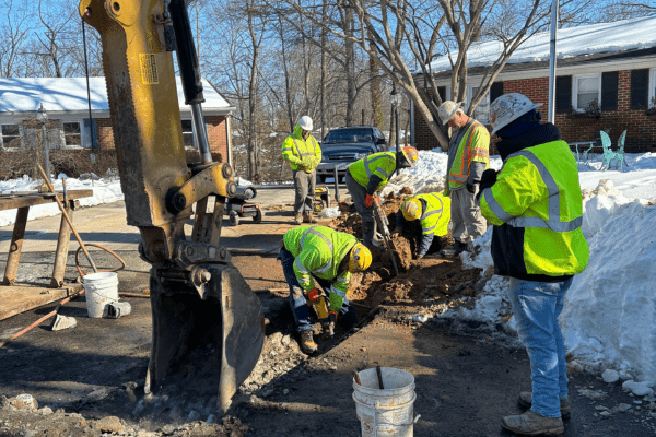 Crews working to repair a water main break