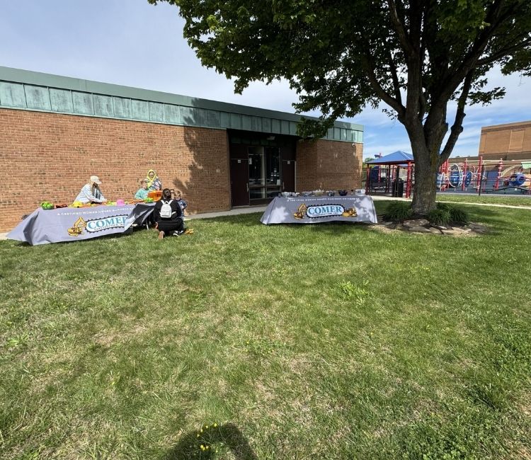 Event displays on the school grounds.
