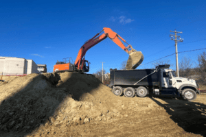 excavators moving dirt at Sinai in Baltimore