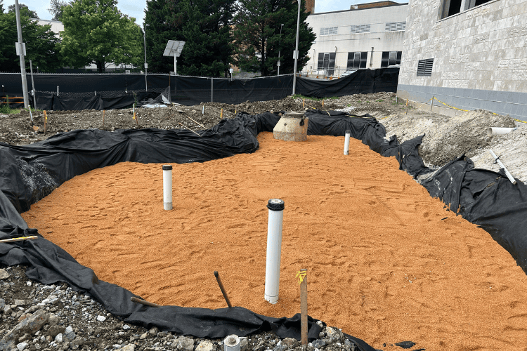 excavators moving dirt at Sinai in Baltimore