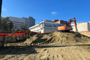 excavators moving dirt at Sinai in Baltimore